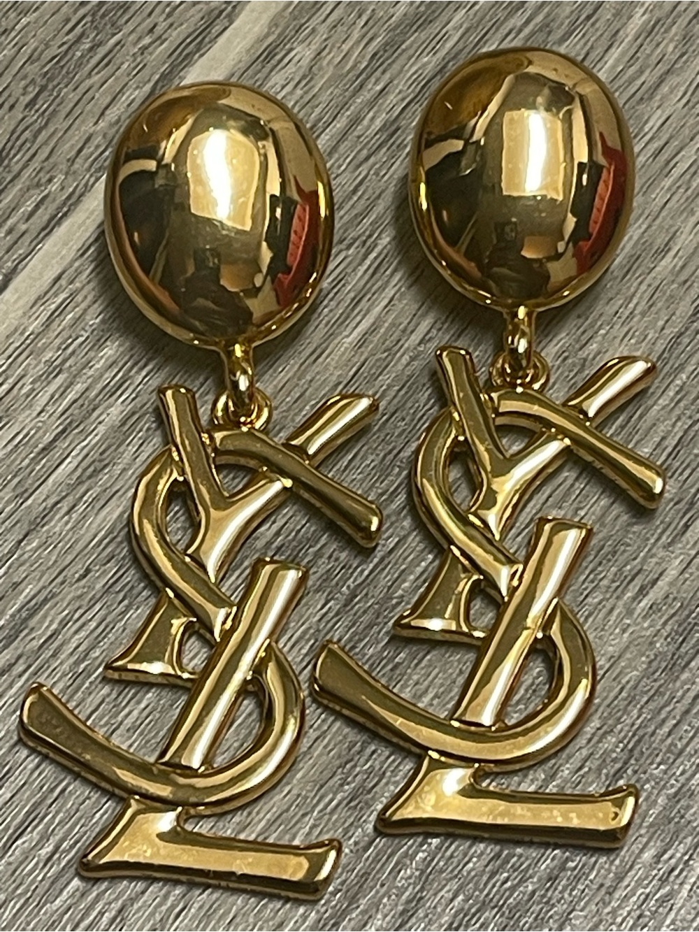 Gold Interlocking Logo Drop Earrings